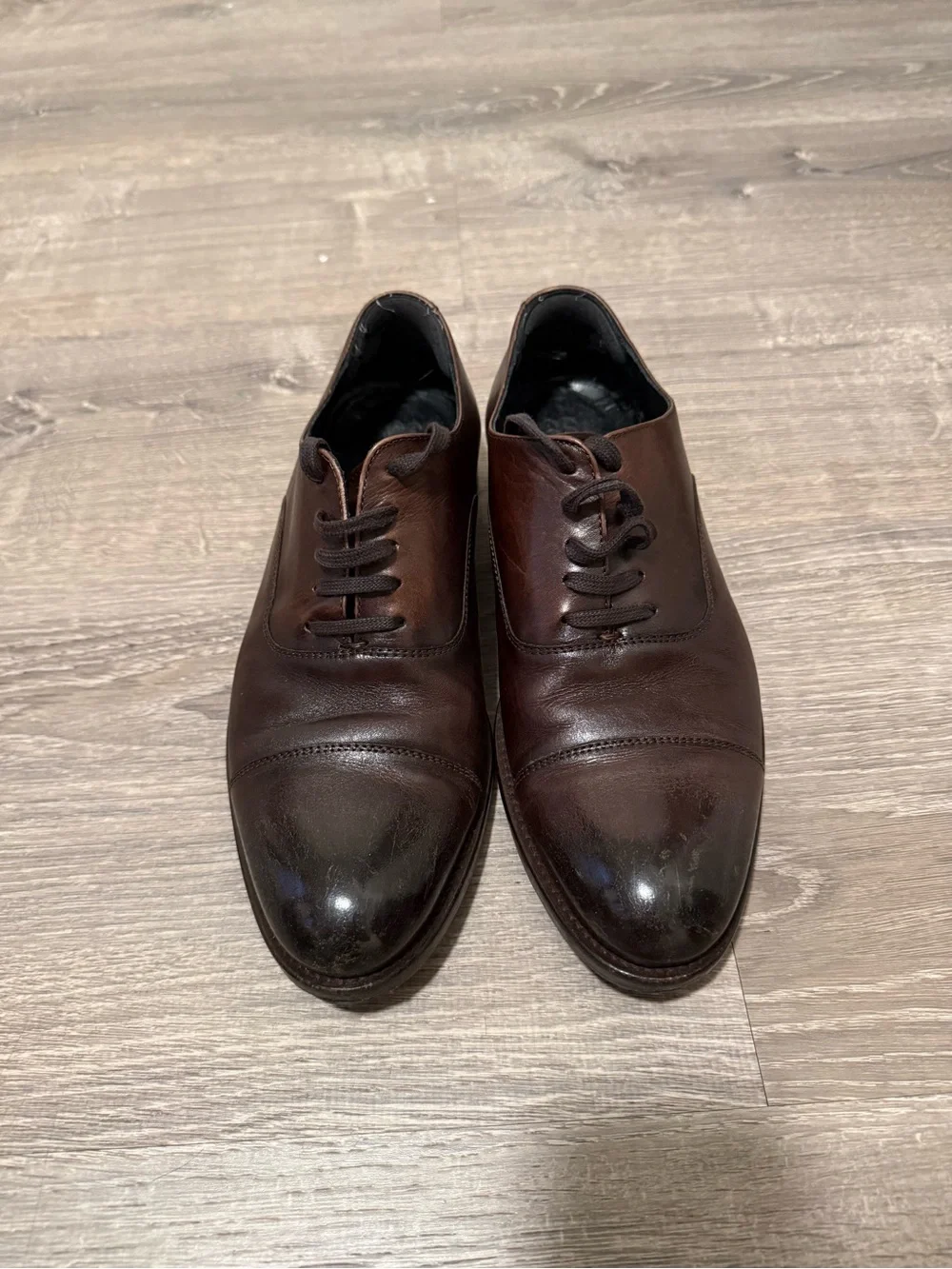 Thursday Boot Company Men's Dark Brown Leather Cap-Toe Oxfords